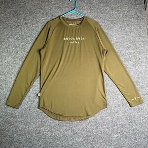 Dutch Bros Coffee Green Long‎ Sleeve Shirt Men's Large Embroidered Activewear